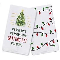 Getting Lit Xmas Tree Tea Towels - Set of 2