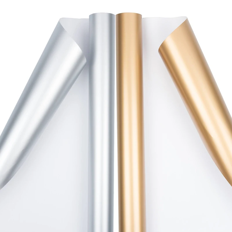 JAM Paper Matte Gold & Silver Foil Gift Wrap Set