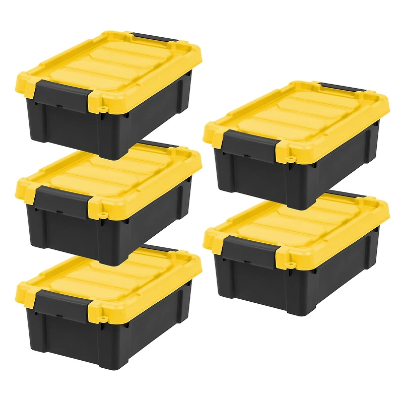 IRIS® 13.3qt. Black Store-It-All Utility Totes with Yellow Buckle Lids, 5ct.