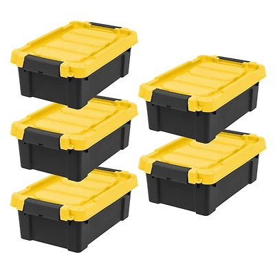 IRIS® 13.3qt. Black Store-It-All Utility Totes with Yellow Buckle Lids, 5ct.