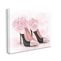 Stupell Industries Fashion Heels Pink Flower Glam Design Canvas Wall Art