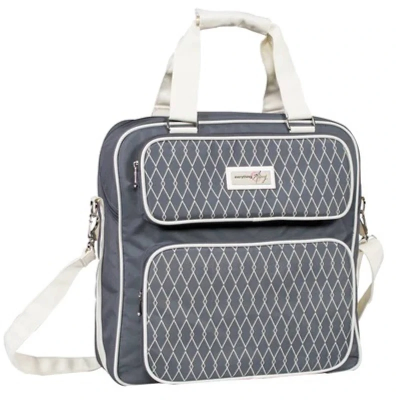 Everything Mary Deluxe Gray and White Scrapbook Carrying Storage Tote