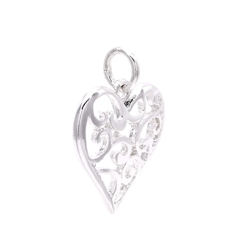Silver Plated Heart Scroll Charm by Bead Landing™