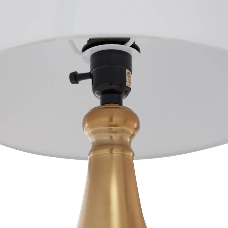 CosmoLiving by Cosmopolitan White Metal Traditional Table Lamp, 21" x 12" x 12"