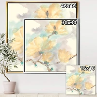 Designart - Magnolias in White II - Cabin & Lodge Framed Canvas