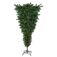 7.5ft. Pre-Lit Green Upside Down Spruce Artificial Christmas Tree, Clear Lights