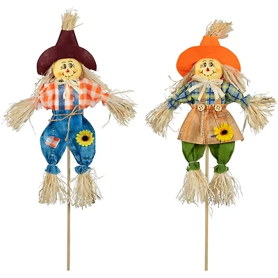 18" Boy & Girl Fall Harvest Scarecrow Picks