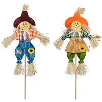 18" Boy & Girl Fall Harvest Scarecrow Picks