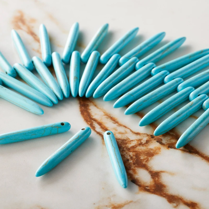 12 Pack: Reconstituted Turquoise Spike Beads, 40mm by Bead Landing™