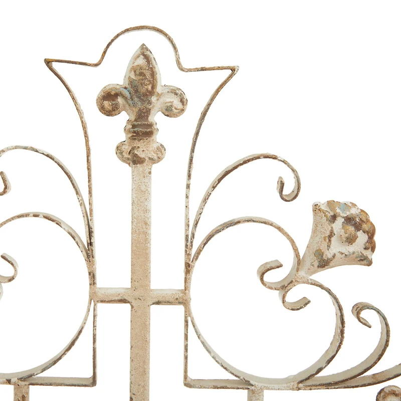 30" White Iron French Country Cross