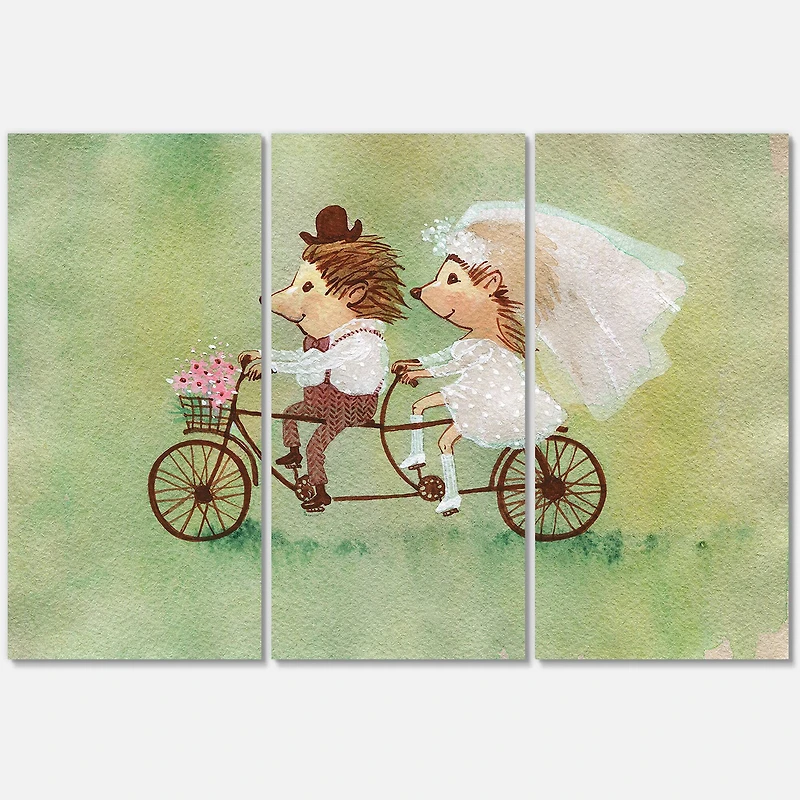 Designart - Couple of Hedgehogs Riding A Bike