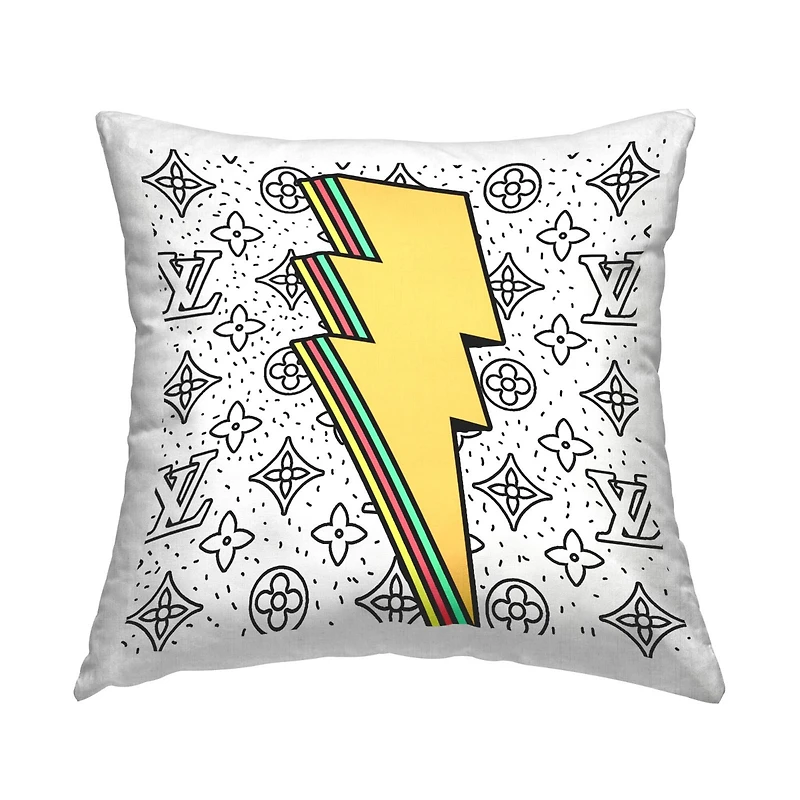 Stupell Industries Lightning Bolt Symbol Fashion Glam Pattern Throw Pillow, 18" x 18"