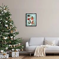 Stupell Industries Joy Smiling Snowman Holiday Deer Framed Floater Canvas Wall Art