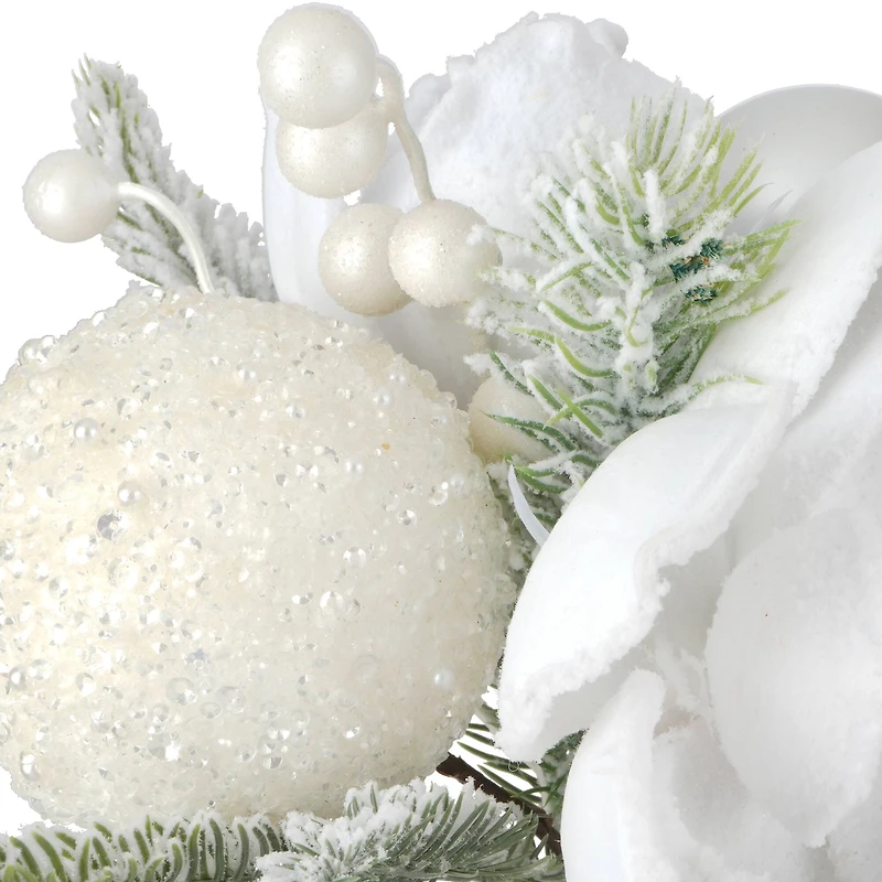 13" White Magnolia, Pine & Berry Bouquet by Ashland®