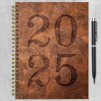 TF Publishing 2025 Medium Aged Leather Weekly Monthly Spiral Planner