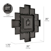 American Art Decor Picture Frame Collage Clock 12 Photo Display Slots Black, 20" x 20"