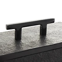 Black Marble Decorative Box with Aluminum Bar Handles, 3ct.
