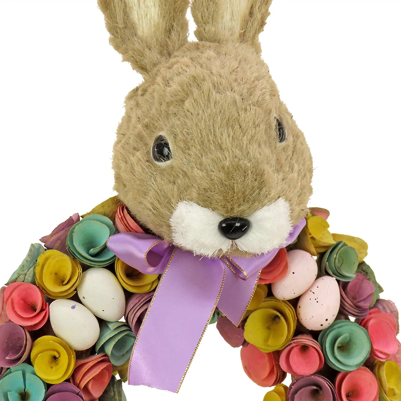 24" Bunny Head Topped Floral Wreath