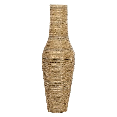 Brown Faux Seagrass Handmade Tall Woven Floor Vase 14" x 14" x 44"
