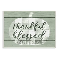 Stupell Industries Green Thankful Blessed Pumpkin Harvest Phrase Wall Plaque