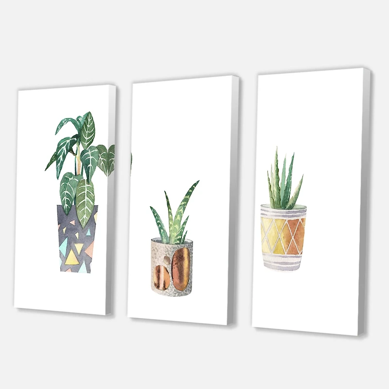 Designart - Three Potted Houseplants