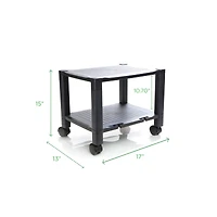 Mind Reader 15" Black  2-Tier Shelf Adjustable Printer Stand with Wheels