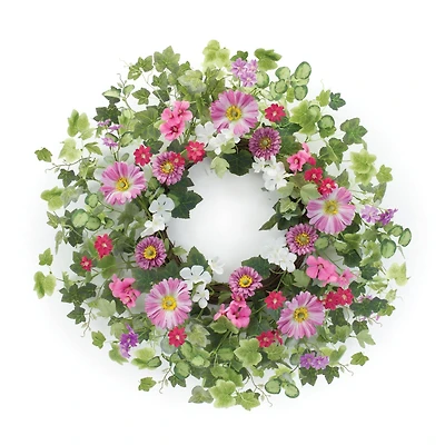 24.5" Mixed Floral & Ivy Leaf Wreath