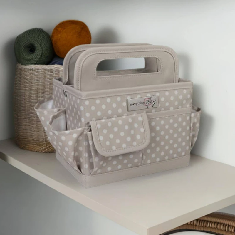 Everything Mary Tan Dots Collapsible Craft Caddy