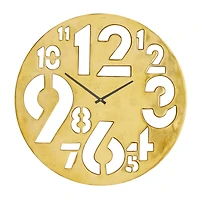 Gold Aluminum Contemporary Wall Clock, 24" x 24" x 2"