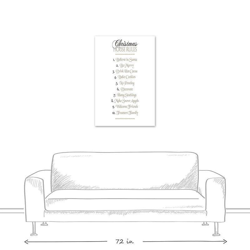 Christmas House Rules Canvas Wall Art