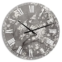Designart 'White Cherry Blossoms I Traditional Wall Clock