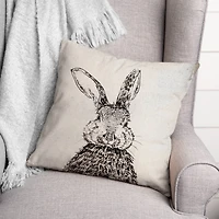 Ink Drawing Bunny Pillow 2 18" x 18" Throw Pillow
