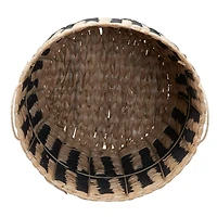 Household Essentials 20" Black & Natural Cattail & Paper Pillar Basket
