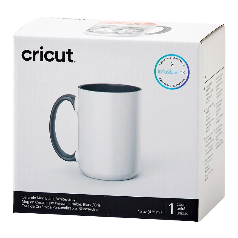 8 Pack: Cricut® 15oz. White & Gray Ceramic Mug Blank