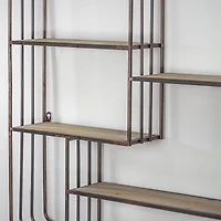 Rustic Wood & Metal Multi-Unit Hanging Wall Shelf