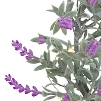 16" White LED Lighted Artificial Pink Lavender Spring Wreath