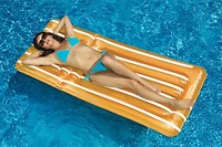 72" Orange & White Transparent Cool Stripe Inflatable Swimming Pool Mattress Float