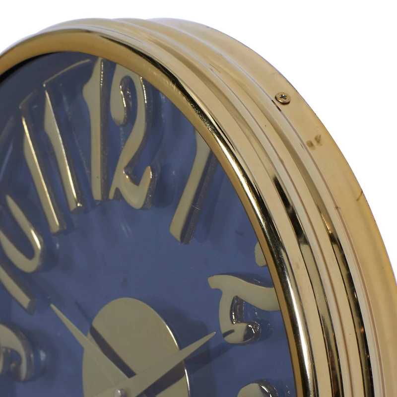 Blue Aluminum Coastal Wall Clock, 12" x 12" x 4"