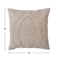 Hello Honey® 18" Cream Pumpkin & Chambray Square Cotton Slub Tufted Pillow