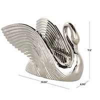 10.5" Ceramic Swan with Textured Grooves Sculpture