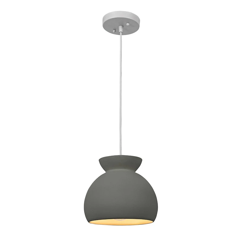 Hello Honey® Sienna Matte Charcoal Boho Ceramic Ceiling Light with White Fabric Cord