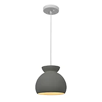 Hello Honey® Sienna Matte Charcoal Boho Ceramic Ceiling Light with White Fabric Cord