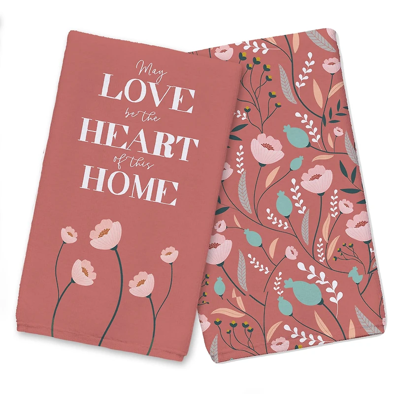 Love Heart Home 16" x 25" Tea Towel Set of 2