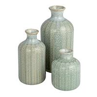Hello Honey® Gray, Green & Natural Stoneware Vase Set