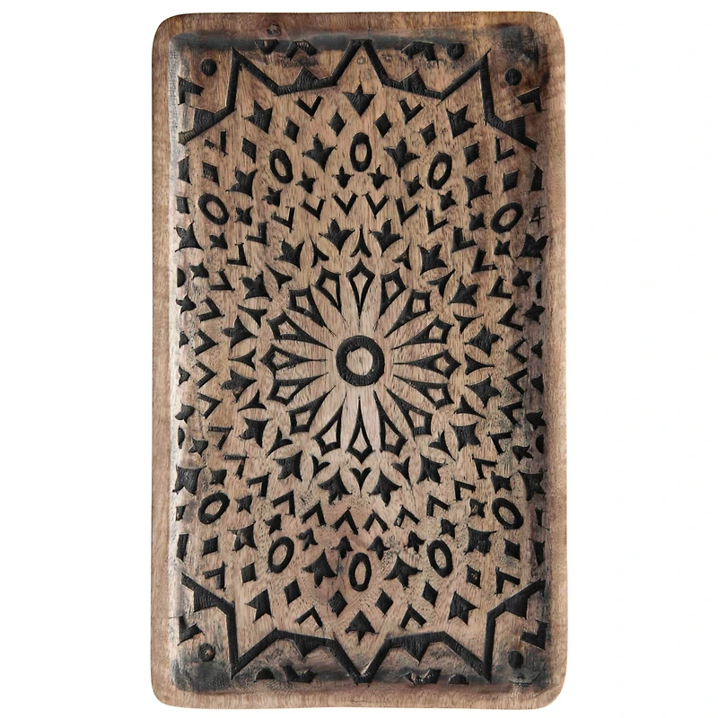 Hello Honey® Hand-Carved Mango Wood Tray