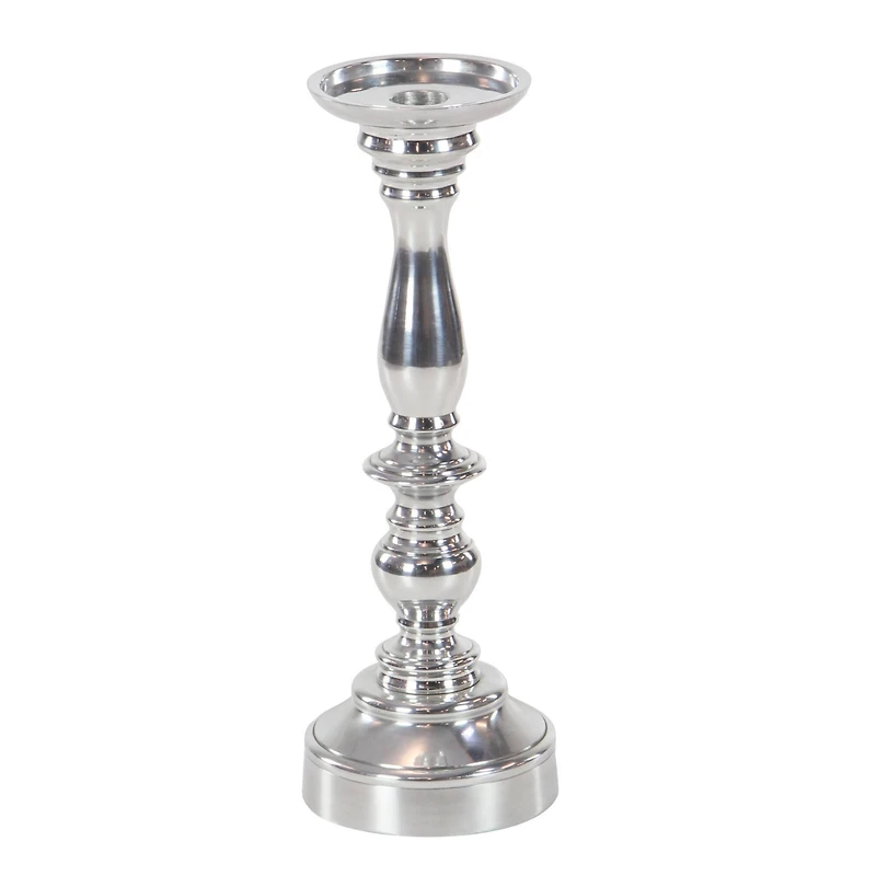 Silver Aluminum Traditional Pillar Candle Holder