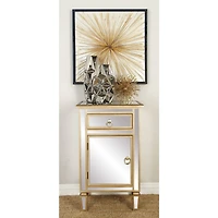 Beige Mirror Glam Cabinet, 30" x 19" x 15"