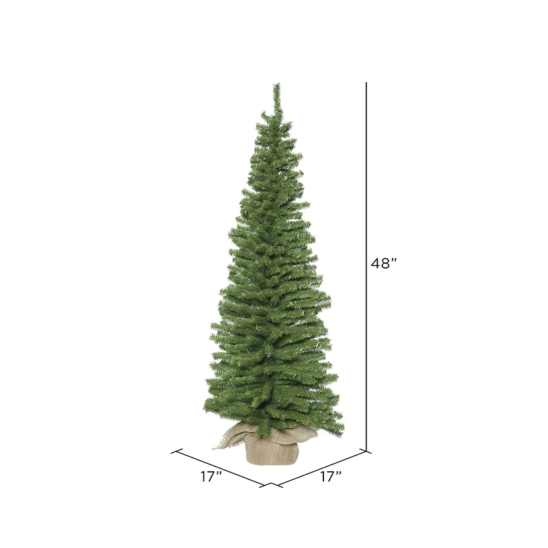 4ft. Unlit Pine Artificial Christmas Tree in Burlap Base