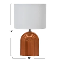 Hello Honey® 19" Carved Arch Stoneware Table Lamp with Linen Drum Shade