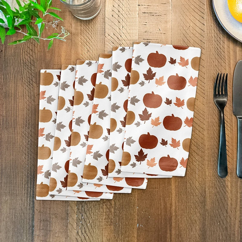 Simple Fall Icons Pattern Cotton Twill Napkin